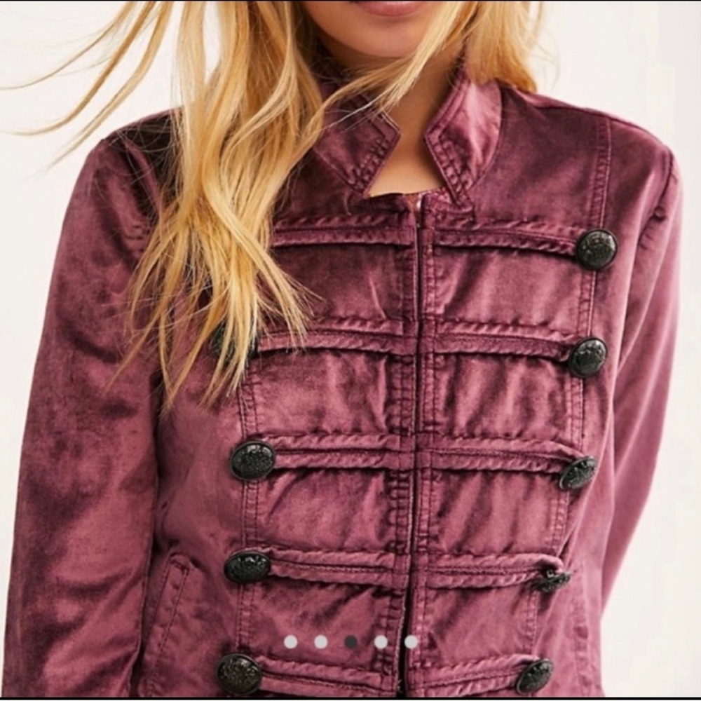 Free People Velvet Fitted Military Jacket Small - Picture 2 of 7